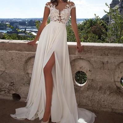 Simple chiffon prom dresses, lace prom dress,long sexy prom dresses, prom dresses online - Thumbnail 5