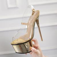 2018 Sexy Fish Mouth Transparent Super High Heel Women's Shoes Waterproof Platform Q-0112 - Thumbnail 2