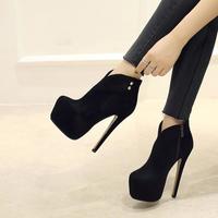 Side Zipper Rivet Platform Stiletto Ankle Boots Q-0116 - Thumbnail 1
