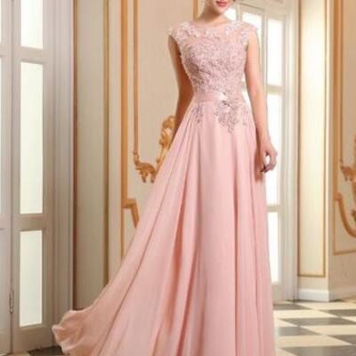 Floor-length top lace a-line chiffon prom dress,cheap prom dress - Thumbnail 5