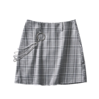 Free Shipping-PLAID SKIRT WITH SILVER CHAINS  - Thumbnail 2