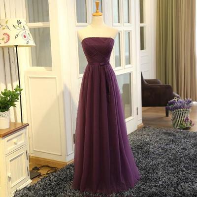 A line purple lace up chiffon prom dress,long bridesmaid dress - Thumbnail 5