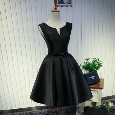 Simple v neck short stain prom dress,homecoming dress - Thumbnail 5