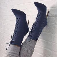 Pointed Fashion Sexy Cross Strap High Boots Winter Boots Q-0120 - Thumbnail 1