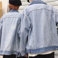 Free Shipping-VINTAGE CONTRAST DENIM JACKET - Thumbnail 2