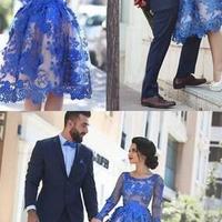 Beauty Scoop Knee-Length Ball Gown Short Prom Homecoming Dress with Lace  - Thumbnail 1