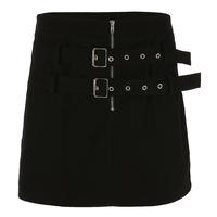 Double Buckle Zip up A-line Skirt - Thumbnail 4