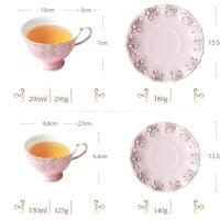 New luxury elegant black tea cup coffee cup and saucer set - Thumbnail 3