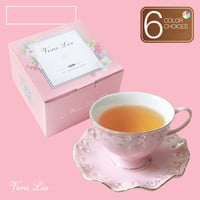 New luxury elegant black tea cup coffee cup and saucer set - Thumbnail 4