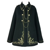 New Dark Earl Cross Embroidered Swallowtail Cape Coat - Thumbnail 2