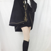 New Dark Earl Cross Embroidered Swallowtail Cape Coat - Thumbnail 1