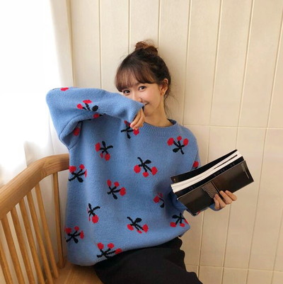 Sweet Cherry Knitted Sweater