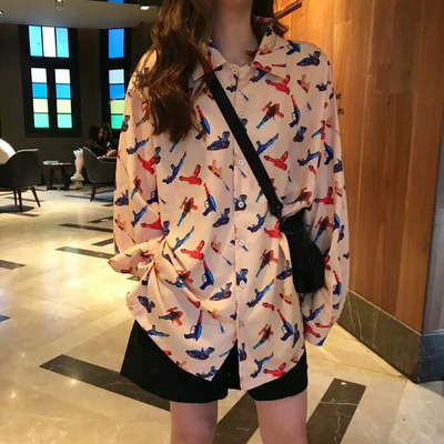 Cartoon printed blouse shirt