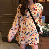 Cartoon Printed Blouse Shirt - Thumbnail 4