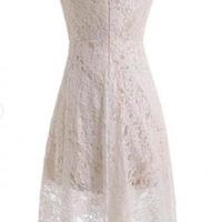 Cute V-neck Short Lace Wedding Dress,Bridal Gown - Thumbnail 3