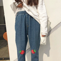 Strawberry Embroidered Jeans - Thumbnail 2