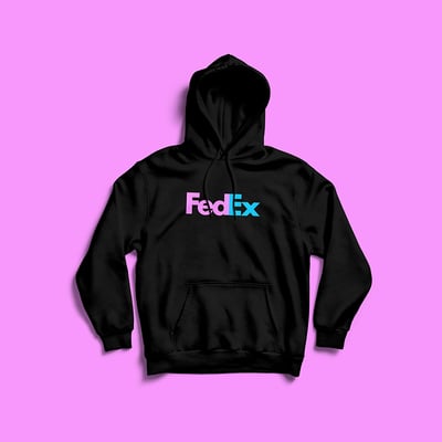 PASTEL FEDEX LOGO HOODIE BLACK
