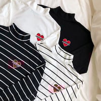 Nomantic Heart Embroidered High Neck T-shirt - Thumbnail 3