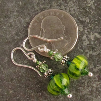 Rainforest Green Glass Earrings - Thumbnail 1