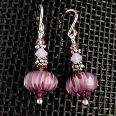 Lunar purple glass earrings - Thumbnail 4