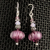 Lunar Purple Glass Earrings - Thumbnail 1