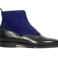 Handmade Genuine Black Navy Boot, Men's Ankle High Lace Up Boot - Thumbnail 1