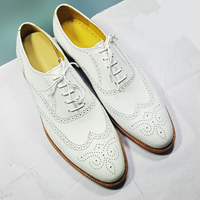 Handmade Wingtip Shoes, Men's Lace Up White Color Shoes - Thumbnail 1