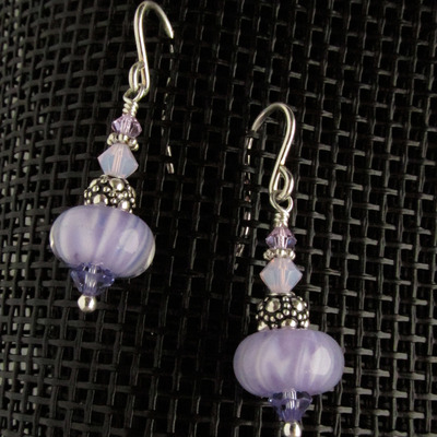 Purple pastel glass earrings