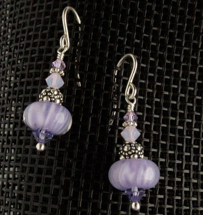 Purple Pastel Glass Earrings