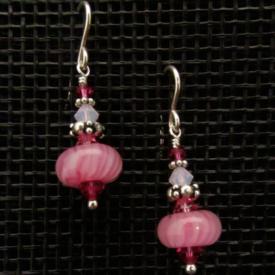 Pink glass earrings