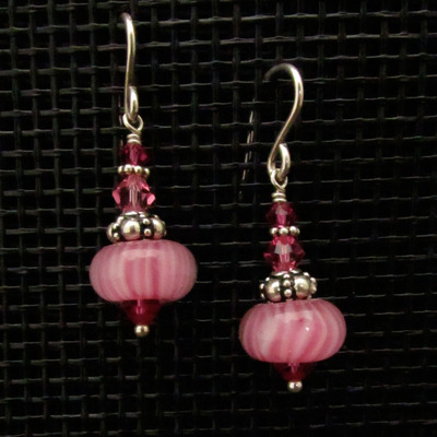Pink glass earrings