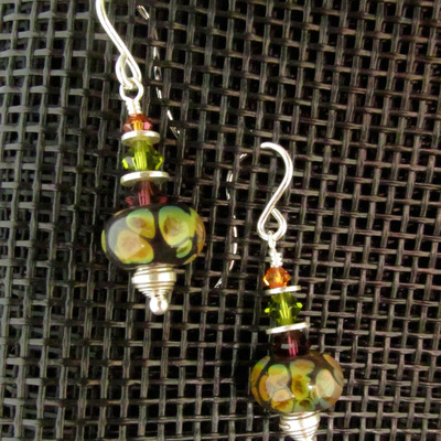 Raku glass earrings