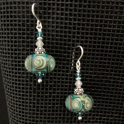 Aqua Fossil Glass Earrings