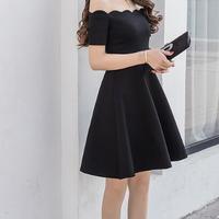 Off Shoulder Black Stain Short Prom Dress,Homecoming Dress - Thumbnail 3