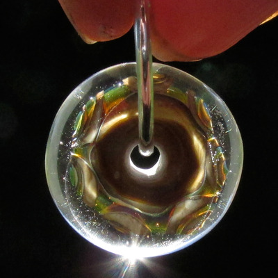 Amber olive fossil glass earrings