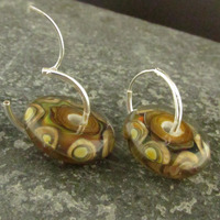 Amber Olive Fossil Glass Earrings - Thumbnail 3