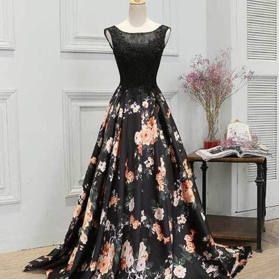 Beauty sexy printing long prom dress,cheap evening dress - Thumbnail 4