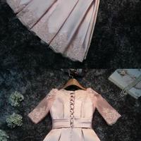 Sexy Short Sleeve Lace Stain Prom Dress,Homecoming Dress - Thumbnail 3