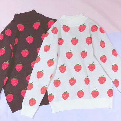 Sweet Strawberry Knitted Sweater