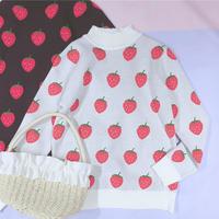 Sweet Strawberry Knitted Sweater - Thumbnail 1
