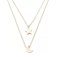 Free Shipping-MOON AND STAR DOUBLE CHAINS NECKLACE - Thumbnail 1