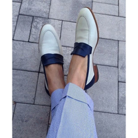 Handmade White Blue Leather Shoes, Men's Dress Formal Loafer Slip On Shoes - Thumbnail 1