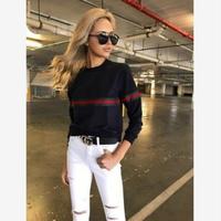 Black White Long Sleeve Simple T-Shirts - Thumbnail 3