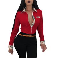 Woman Men Fashion Lapel Shirt Top Tee - Thumbnail 1