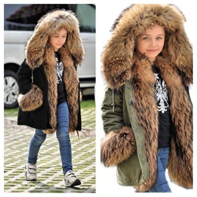 Kids faux fur winter jacket-tde
