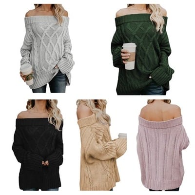 Knit off the shoulder top-tde - Thumbnail 3