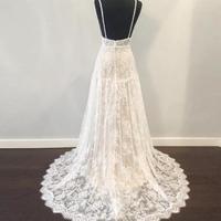 Bohemian Wedding Dresses 2019 with Deep V Neck Backless Spaghetti Strap Fully Lace Boho Beach vestido de noiva Empire Waist Sweep Train - Thumbnail 2