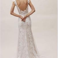 Mermaid Wedding Dresses V Neck Backless Lace Appliques Sweep Train Cap Sleeve Country Wedding Dress Custom Made Bridal Gowns - Thumbnail 1