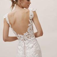 Mermaid Wedding Dresses V Neck Backless Lace Appliques Sweep Train Cap Sleeve Country Wedding Dress Custom Made Bridal Gowns - Thumbnail 3