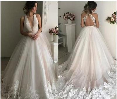 Sexy Deep V Neck Bohemia Beach Wedding Dresses With Lace Appliques Tulle Backless Backless Wedding Bridal Gowns custom 